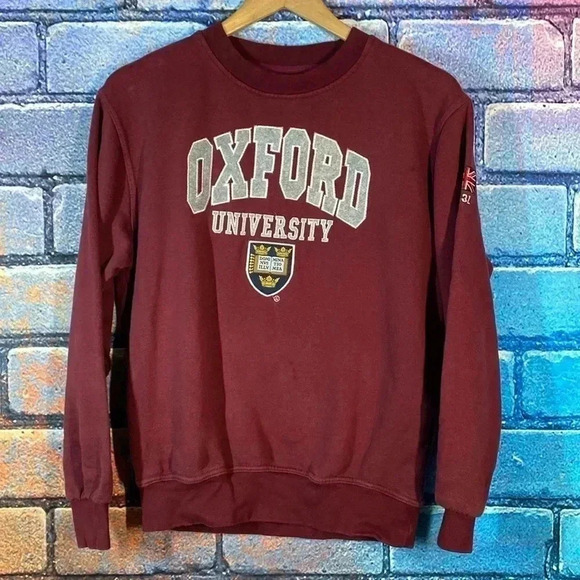Unisex Oxford University Embroidered Crewneck Burgundy XS - Picture 1 of 6